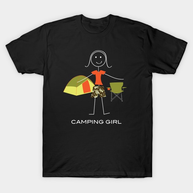 Funny Womens Camping Girl illustration T-Shirt by whyitsme